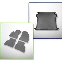 Conjunto: alfombrillas de velour + alfombrilla para maletero para Opel Combo D (2012-12.2017) 5 porte - Guardliner - 5 plazas: L2 (larga distancia entre ejes)