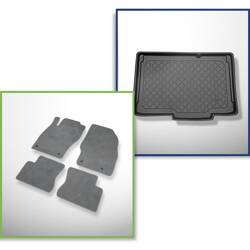 Conjunto: alfombrillas de velour + alfombrilla para maletero para Opel Corsa D (2006-11.2014) 3 porte, 5 porte - Guardliner - parte inferior del maletero