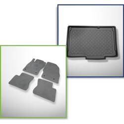 Conjunto: alfombrillas de velour + alfombrilla para maletero para Opel Corsa E (12.2014-05.2019) 3 porte, 5 porte - Guardliner - parte inferior del maletero