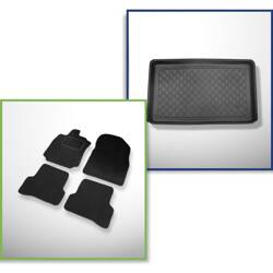 Conjunto: alfombrillas de velour + alfombrilla para maletero para Renault Captur I (04.2013-12.2019) 5 porte - Guardliner - para las partes inferior y superior del maletero