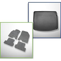 Conjunto: alfombrillas de velour + alfombrilla para maletero para Renault Megane III (06.2009-08.2016) 5 porte - Guardliner - sin compartimentos