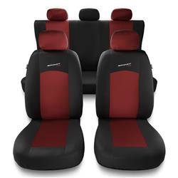 Fundas universales para asientos de coche para Ford Fiesta MK5, MK6, MK7, MK8 (1999-2019) - Auto-Dekor - Sport Line - rojo