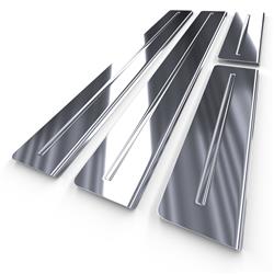 Protectores de acero para umbrales para Citroen C4 Picasso I Monovolumen (5 puertas) - (2006-2013) - Croni - Long Line - plateado (brillo)
