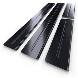 Protectores de acero para umbrales para Nissan Qashqai J11 FL Crossover (5 puertas) - (2017-2021) - Croni - Long Line - negro (superficie pulida)