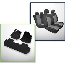 Set: alfombrillas de velour + fundas de asientos hechas a medida para Citroen Berlingo II Furgoneta (2008-2018) – Elegance P-2 - en dos filas de asientos