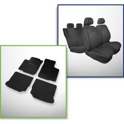 Set: alfombrillas de velour + fundas de asientos hechas a medida para Volkswagen Bora Berlina, Variant (1998-2005) – Elegance P-3 - sin funda para el reposabrazos trasero