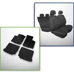 Set: alfombrillas de velour + fundas de asientos hechas a medida para Volkswagen Golf IV Hatchback, Cabrio, Variant (1997-2006) – Elegance P-4 - sin funda para el reposabrazos trasero