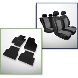 Set: alfombrillas de velour + fundas de asientos hechas a medida para Volkswagen Tiguan I FL SUV (2011-2015) – Premium gris