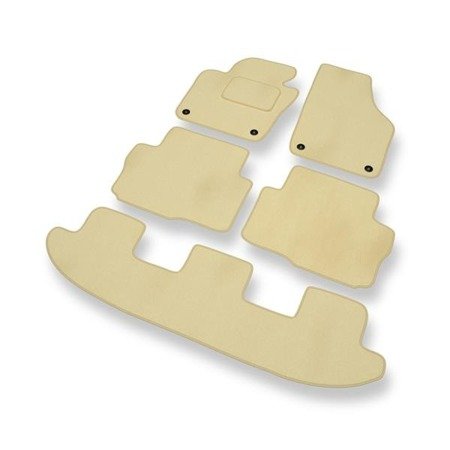 Alfombrillas de velour para Volkswagen Sharan II (2010-....) - alfombras para coche - beige - DGS Autodywan