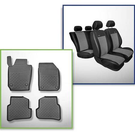 Conjunto: alfombrillas de TPE + fundas de asientos hechas a medida para Skoda Fabia III Hatchback (11.2014-08.2021) - Premium - segunda fila - respaldos separados