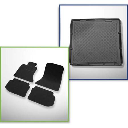 Conjunto: alfombrillas de fieltro + alfombrilla para maletero para BMW 5 F11 (06.2010-2013) 5 porte - Guardliner