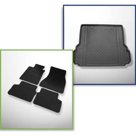 Conjunto: alfombrillas de fieltro + alfombrilla para maletero para BMW 5 G31 (05.2017-....) 5 porte - Guardliner - también para modelos con carriles de sujeción; No compatible con Plug-in Hybrid