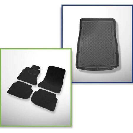 Conjunto: alfombrillas de fieltro + alfombrilla para maletero para BMW 7 F01 (10.2008-09.2015) 4 porte - Guardliner