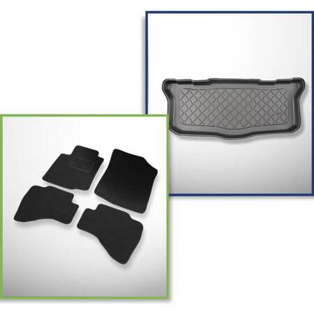 Conjunto: alfombrillas de fieltro + alfombrilla para maletero para Citroen C1 II (07.2014-2021) 5 porte - Guardliner