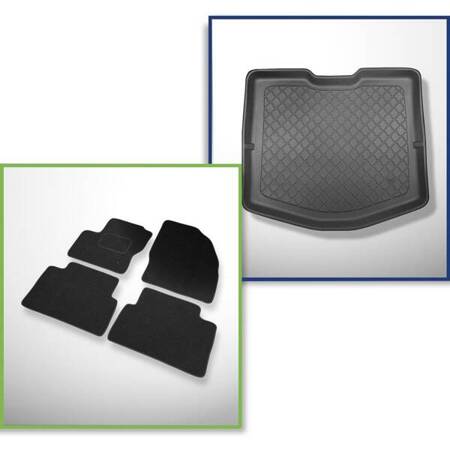 Conjunto: alfombrillas de fieltro + alfombrilla para maletero para Ford C-MAX II (11.2010-06.2019) 5 porte - Guardliner - con kit de reparación