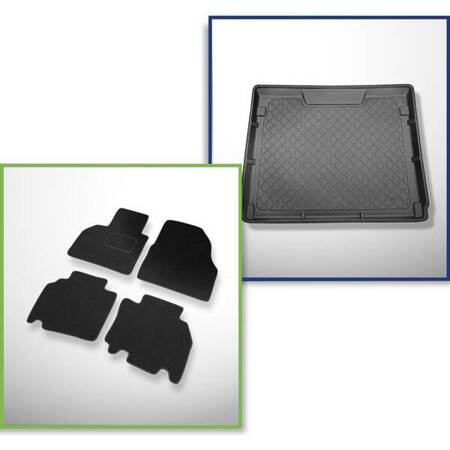 Conjunto: alfombrillas de fieltro + alfombrilla para maletero para Mercedes-Benz Citan W415 (10.2012-08.2021) 5 porte - Guardliner - 5 plazas; distancia entre ejes de 2.697 mm