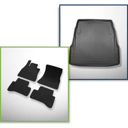 Conjunto: alfombrillas de fieltro + alfombrilla para maletero para Mercedes-Benz Classe S W222 (07.2013-11.2020) 4 porte - Guardliner (versión corta) - no compatible con modelos híbridos; asiento trasero corredizo