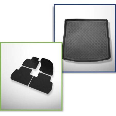 Conjunto: alfombrillas de fieltro + alfombrilla para maletero para Mitsubishi Outlander III (09.2012-2021) 5 porte - Guardliner - 5/7 plazas; 3a fila abatible (con y sin subwoofer)