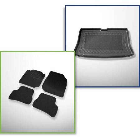 Conjunto: alfombrillas de fieltro + alfombrilla para maletero para Nissan Micra III K12 (2002-2010) 3 porte, 5 porte - Standard