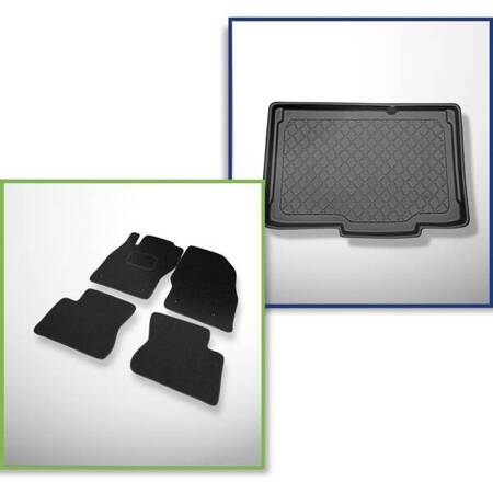 Conjunto: alfombrillas de fieltro + alfombrilla para maletero para Opel Corsa E (12.2014-05.2019) 3 porte, 5 porte - Guardliner - parte inferior del maletero