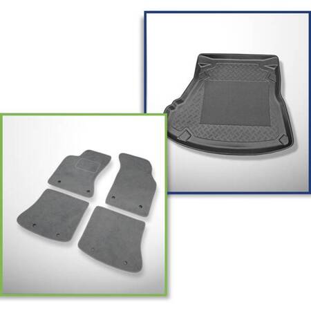 Conjunto: alfombrillas de velour + alfombrilla para maletero para Audi A4 I B5 (1995-10.2001) 4 porte - Standard - asiento de atrás abatible; sin CD / navegación a la izquierda