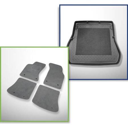 Conjunto: alfombrillas de velour + alfombrilla para maletero para Audi A4 I B5 (1995-10.2001) 5 porte - Standard - también versión Allroad Quattro