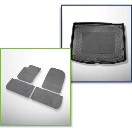 Conjunto: alfombrillas de velour + alfombrilla para maletero para Citroen Xsara Picasso (2000-01.2010) 5 porte - Standard