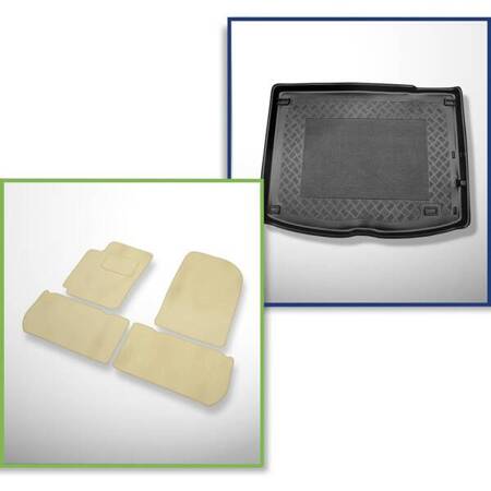 Conjunto: alfombrillas de velour + alfombrilla para maletero para Citroen Xsara Picasso (2000-01.2010) 5 porte - Standard