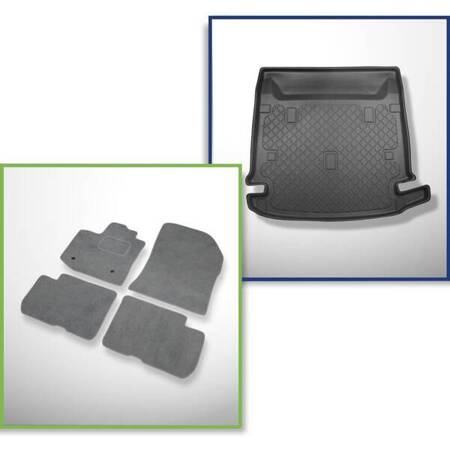 Conjunto: alfombrillas de velour + alfombrilla para maletero para Dacia Lodgy (07.2012-10.2022) 5 porte - Guardliner - 7 plazas