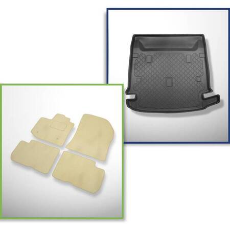 Conjunto: alfombrillas de velour + alfombrilla para maletero para Dacia Lodgy (07.2012-10.2022) 5 porte - Guardliner - 7 plazas