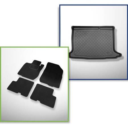 Conjunto: alfombrillas de velour + alfombrilla para maletero para Dacia Sandero II (12.2012-12.2020) 5 porte - Guardliner