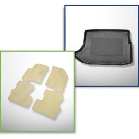 Conjunto: alfombrillas de velour + alfombrilla para maletero para Dodge Caliber (2007-12.2011) 5 porte - Standard