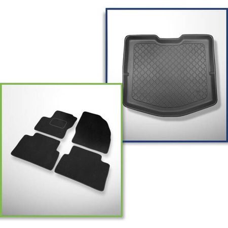 Conjunto: alfombrillas de velour + alfombrilla para maletero para Ford C-MAX II (11.2010-06.2019) 5 porte - Guardliner - con kit de reparación