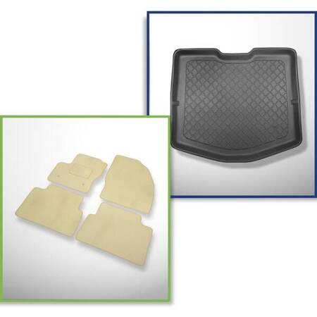 Conjunto: alfombrillas de velour + alfombrilla para maletero para Ford C-MAX II (11.2010-06.2019) 5 porte - Guardliner - con kit de reparación