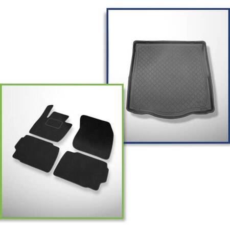 Conjunto: alfombrillas de velour + alfombrilla para maletero para Ford Mondeo V (01.2015-2021) 5 porte - Guardliner - con rueda de repuesto completa