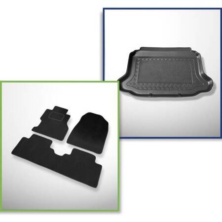 Conjunto: alfombrillas de velour + alfombrilla para maletero para Honda Civic VII (2001-2005) 3 porte - Standard