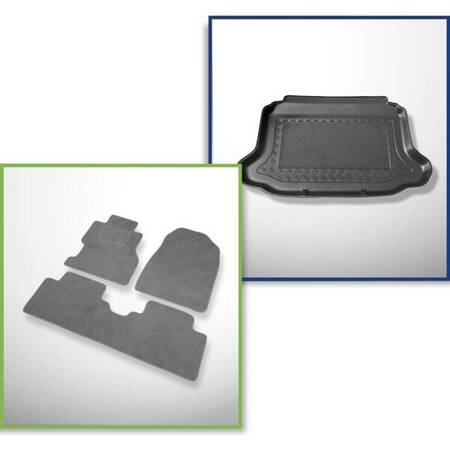 Conjunto: alfombrillas de velour + alfombrilla para maletero para Honda Civic VII (2001-2005) 3 porte - Standard