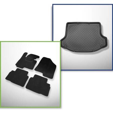 Conjunto: alfombrillas de velour + alfombrilla para maletero para Kia Sportage III (08.2010-12.2015) 5 porte - Guardliner