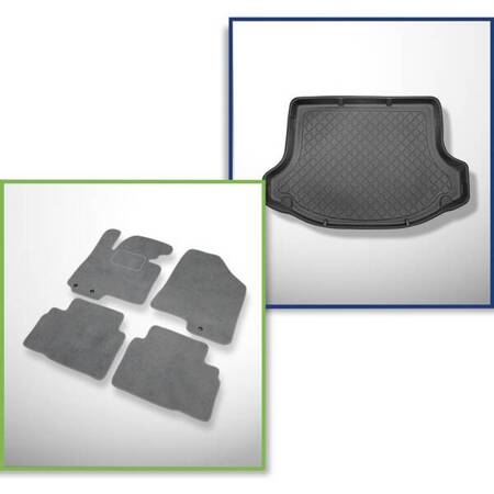 Conjunto: alfombrillas de velour + alfombrilla para maletero para Kia Sportage III (08.2010-12.2015) 5 porte - Guardliner