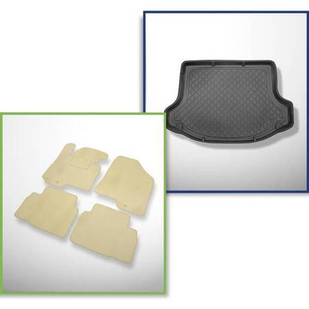 Conjunto: alfombrillas de velour + alfombrilla para maletero para Kia Sportage III (08.2010-12.2015) 5 porte - Guardliner