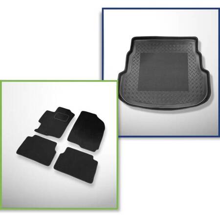 Conjunto: alfombrillas de velour + alfombrilla para maletero para Mazda 6 I (02.2002-2008) 5 porte - Standard