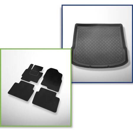 Conjunto: alfombrillas de velour + alfombrilla para maletero para Mazda CX-5 I KE (02.2012-06.2017) 5 porte - Guardliner