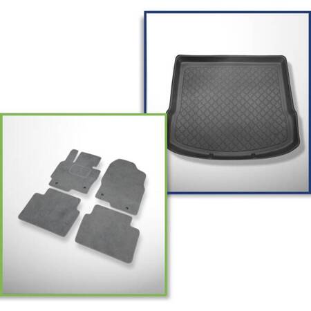 Conjunto: alfombrillas de velour + alfombrilla para maletero para Mazda CX-5 I KE (02.2012-06.2017) 5 porte - Guardliner