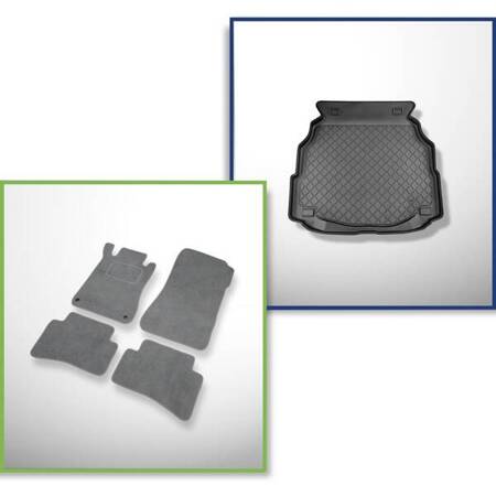 Conjunto: alfombrillas de velour + alfombrilla para maletero para Mercedes-Benz Classe C W203 (2001-03.2007) 4 porte - Guardliner