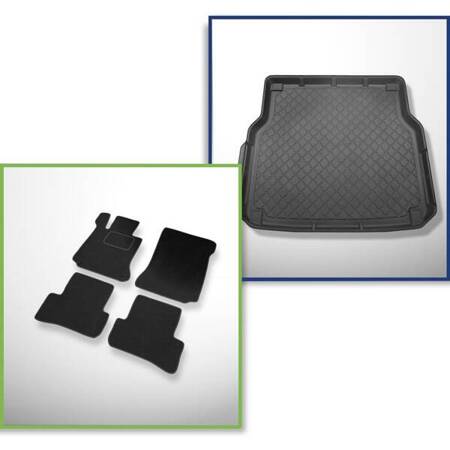 Conjunto: alfombrillas de velour + alfombrilla para maletero para Mercedes-Benz Classe C W204 (12.2007-09.2014) 5 porte - Guardliner - para todos los modelos