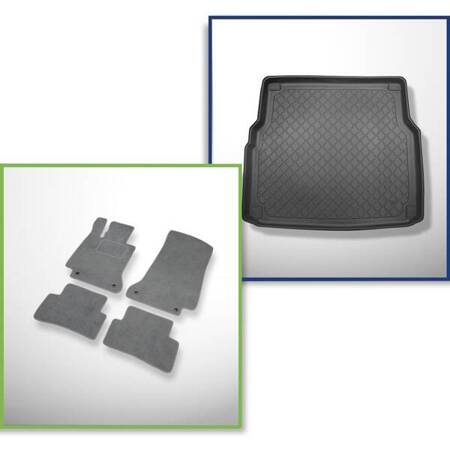 Conjunto: alfombrillas de velour + alfombrilla para maletero para Mercedes-Benz Classe C W205 (10.2014-02.2021) 5 porte - Guardliner