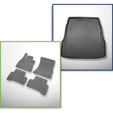 Conjunto: alfombrillas de velour + alfombrilla para maletero para Mercedes-Benz Classe S W222 (07.2013-11.2020) 4 porte - Guardliner (versión corta) - no compatible con modelos híbridos; asiento trasero corredizo