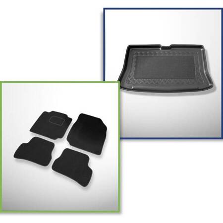 Conjunto: alfombrillas de velour + alfombrilla para maletero para Nissan Micra III K12 (2002-2010) 3 porte, 5 porte - Standard