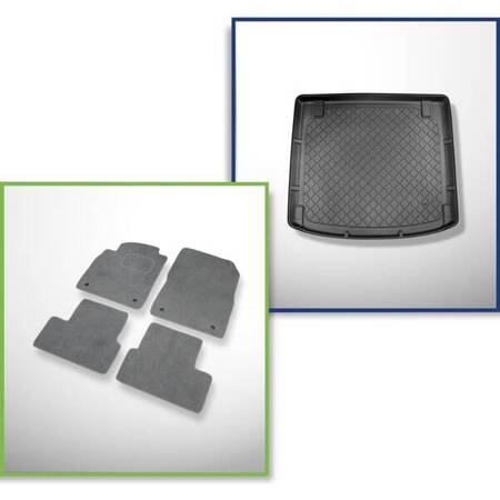 Conjunto: alfombrillas de velour + alfombrilla para maletero para Opel Astra J (08.2010-12.2014) 5 porte - Guardliner