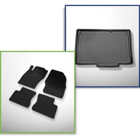 Conjunto: alfombrillas de velour + alfombrilla para maletero para Opel Corsa D (2006-11.2014) 3 porte, 5 porte - Guardliner - parte inferior del maletero